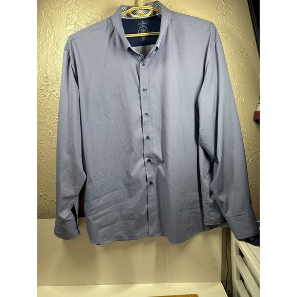 Con.Struct Mens Slim Fit 4-Way Stretch Blue Button Up Shirt Wrinkle-Free 3XB - Picture 1 of 4